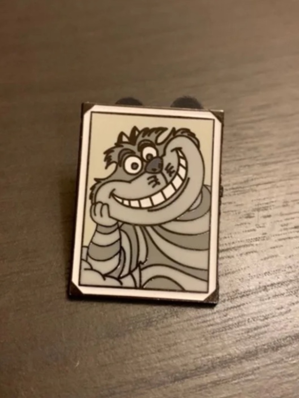 Disney Cheshire Cat Alice in wonderland black & white portrait pin